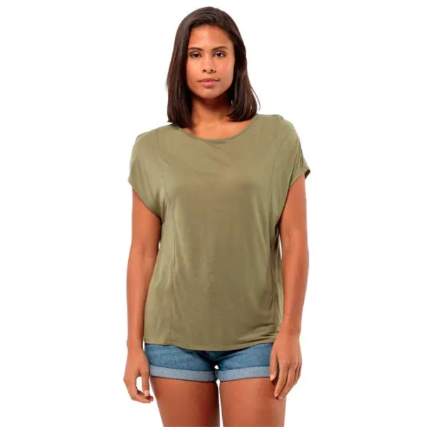 Tricou pentru femei Jack Wolfskin Mola T W 100% bumbac/ Olive Green photo 2