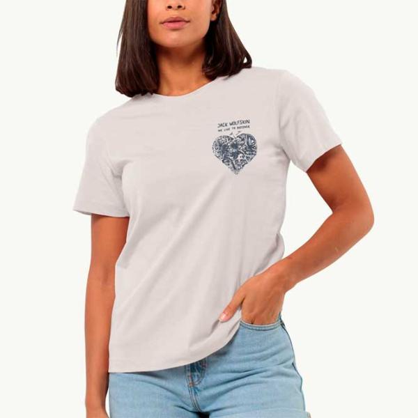 Tricou pentru femei Jack Wolfskin Discover Heart T W 100% bumbac/ White photo 2