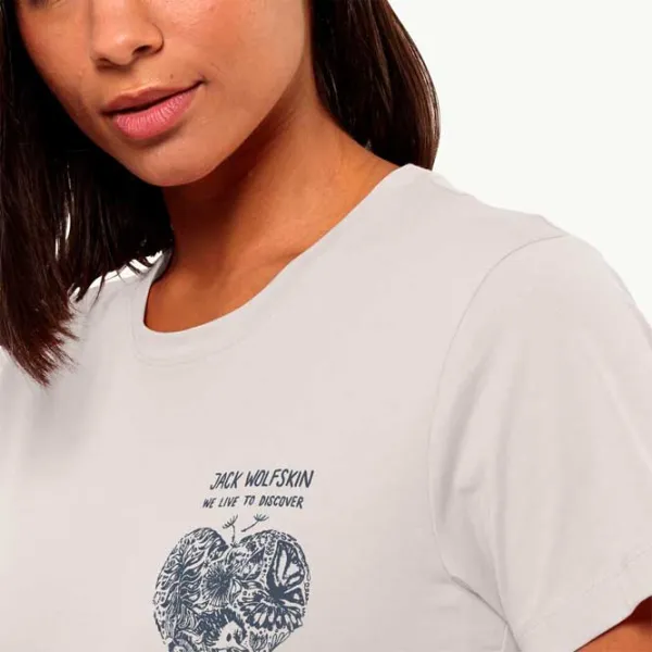 Tricou pentru femei Jack Wolfskin Discover Heart T W 100% bumbac/ White photo 5