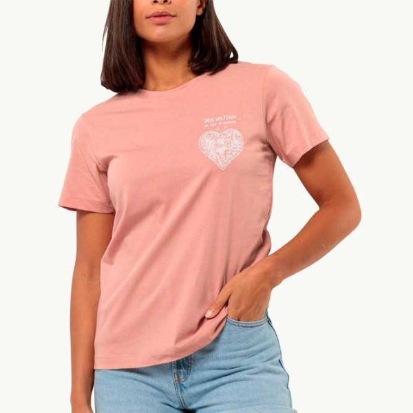 Tricou pentru femei Jack Wolfskin Discover Heart T W 100% bumbac/ Pink photo 2 Tricou pentru femei Jack Wolfskin Discover Heart T W 100% bumbac/ Pink photo 2