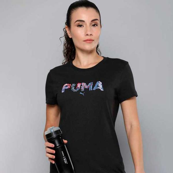 Футболка для женщин Puma Graphics Shape Of Flora Tee 100% хлопок/ Черный photo 3