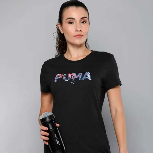Tricou pentru femei Puma Graphics Shape Of Flora Tee 100% bumbac/ Black photo 3