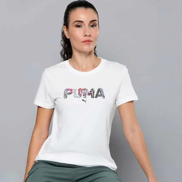 Tricou pentru femei Puma Graphics Shape Of Flora Tee 100% bumbac/ White photo 3 Tricou pentru femei Puma Graphics Shape Of Flora Tee 100% bumbac/ White photo 3
