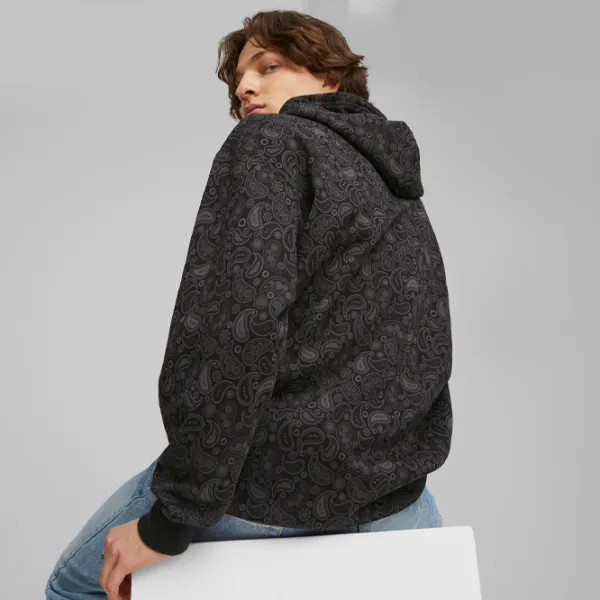 Hanorac pentru bărbați Puma Classics Paisleyluxe Aop Fl Drept/ Black photo 4