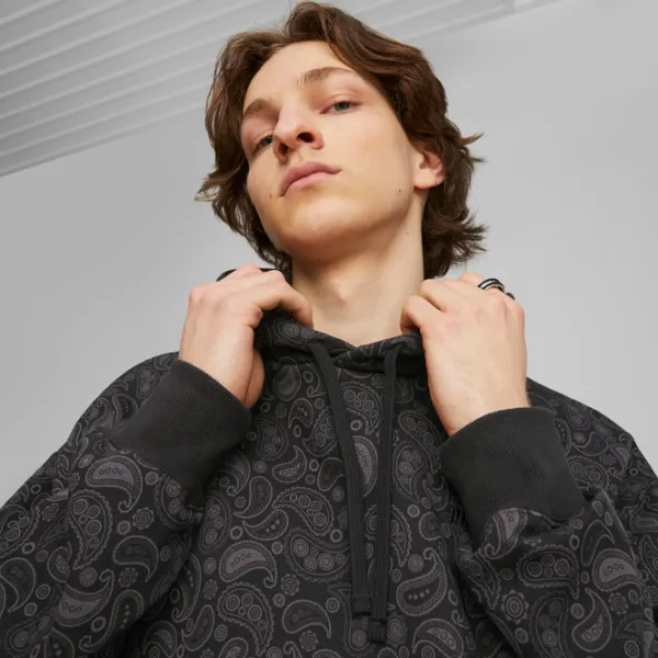 Hanorac pentru bărbați Puma Classics Paisleyluxe Aop Fl Drept/ Black photo 6