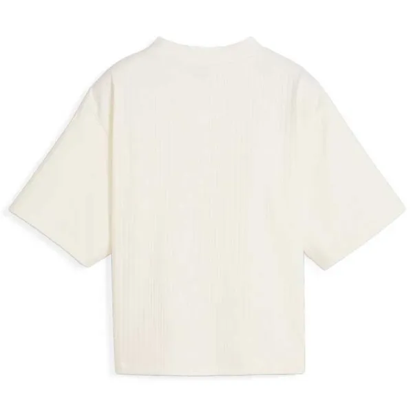 Tricou pentru femei Puma Classics Ribbed Relaxed Mock Neck Tee 38% Bumbac/ Beige photo 2