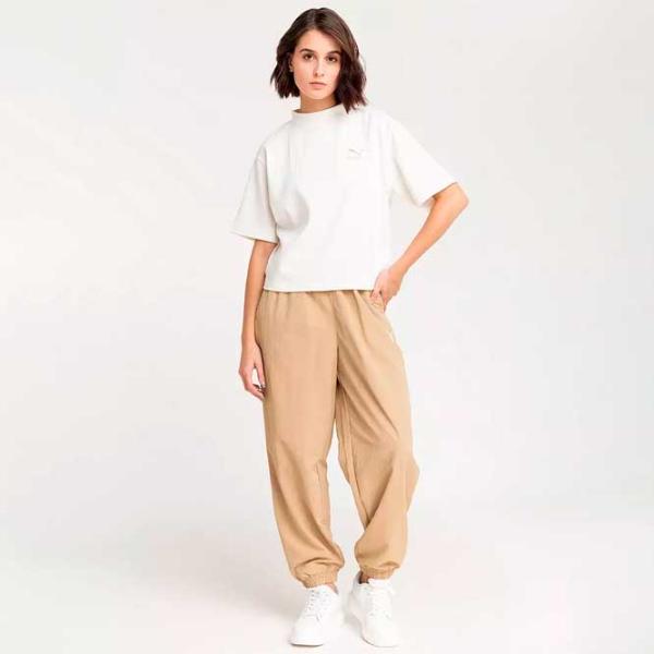 Tricou pentru femei Puma Classics Ribbed Relaxed Mock Neck Tee 38% Bumbac/ Beige photo 5