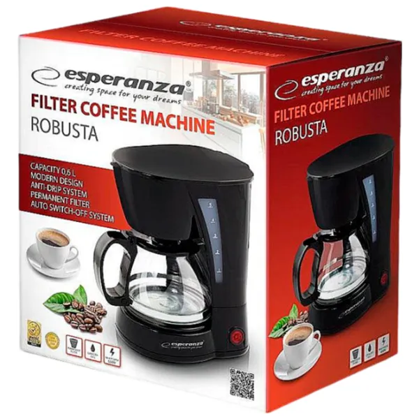 Кофеварка Esperanza EKC006 Эспрессо/ 0.6 л/ Черный photo 2