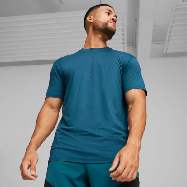 Tricou pentru bărbați Puma Yogini Lite Mesh Tee 94% poliester, 6% elastan/ Navy photo 3