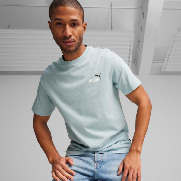 Футболка для мужчин Puma Ess+ 2 Col Small Logo Tee 100% хлопок/ Бирюзовый photo 4