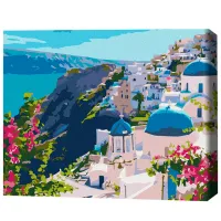 Pictură pe numere BrushMe Peisaj din Santorini 50 x 40 cm/ Orizontală photo 3