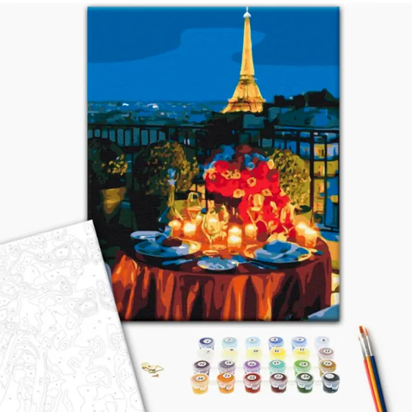 Pictură pe numere BrushMe Întâlnire la Paris 50 x 40 cm/ Verticală photo 2