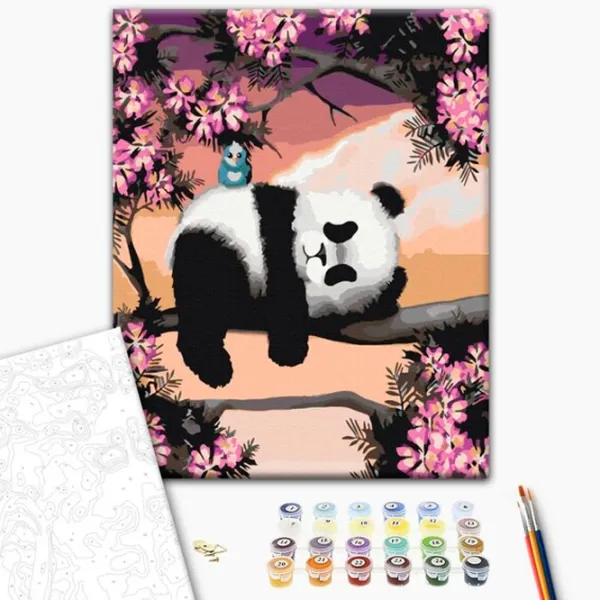 Pictură pe numere BrushMe Panda somnoros 50 x 40 cm/ Verticală photo 2