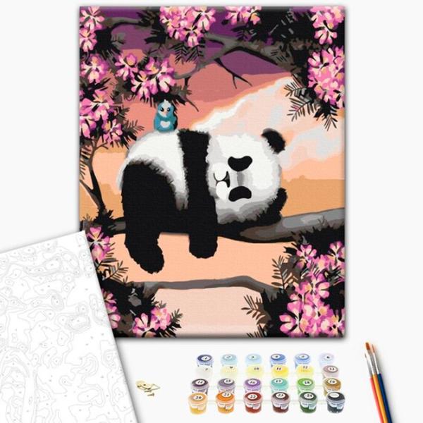 Pictură pe numere BrushMe Panda somnoros 50 x 40 cm/ Verticală photo 2