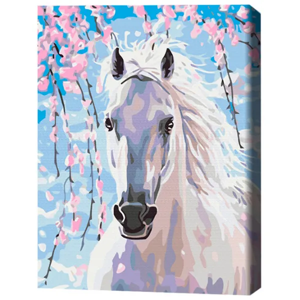 Pictură pe numere BrushMe Cal în flori de sakura 50 x 40 cm/ Verticală photo 3