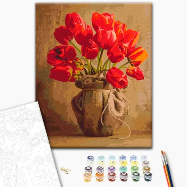 Картина по номерам BrushMe Букет домашних тюльпанов 50 x 40 см/ Вертикальная photo 2