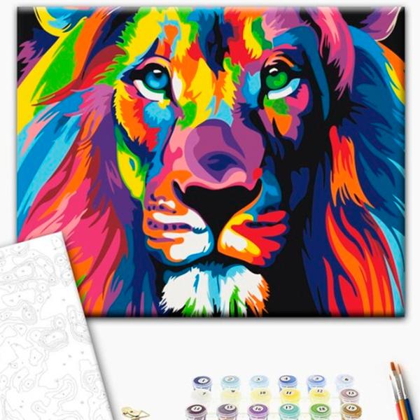 Картина по номерам BrushMe Радужный лев 50 x 40 см/ Горизонтальная photo 2