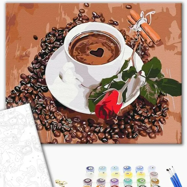 Картина по номерам BrushMe Кофе с нотками романтики 50 x 40 см/ Горизонтальная photo 2 Картина по номерам BrushMe Кофе с нотками романтики 50 x 40 см/ Горизонтальная photo 2