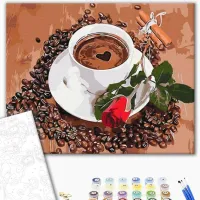 Картина по номерам BrushMe Кофе с нотками романтики 50 x 40 см/ Горизонтальная photo 2