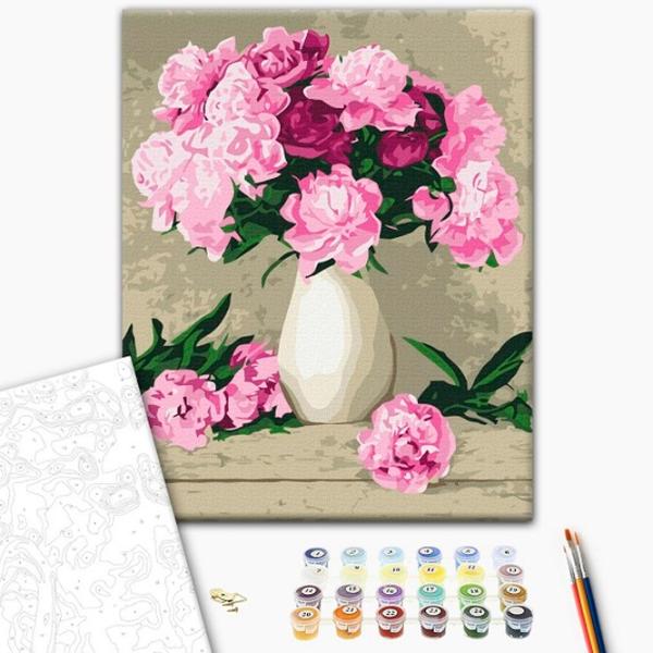 Pictură pe numere BrushMe Bujori delicati 50 x 40 cm/ Verticală photo 2