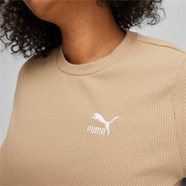 Футболка для женщин Puma Classics Ribbed Slim Tee 42% полиэстер/ Бежевый photo 6
