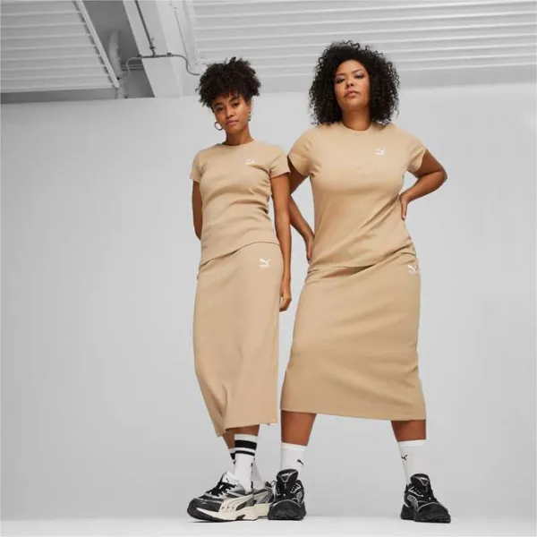 Футболка для женщин Puma Classics Ribbed Slim Tee 42% полиэстер/ Бежевый photo 3