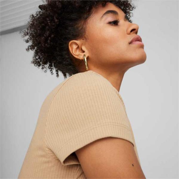 Футболка для женщин Puma Classics Ribbed Slim Tee 42% полиэстер/ Бежевый photo 8