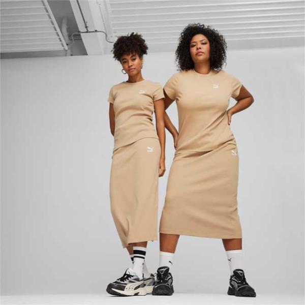 Футболка для женщин Puma Classics Ribbed Slim Tee 42% полиэстер/ Бежевый photo 3