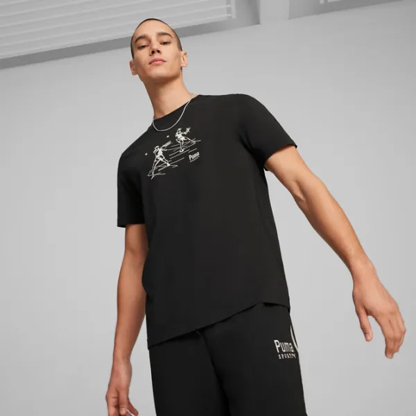 Tricou pentru bărbați Puma Team Graphic Tee 100% bumbac/ Black photo 3