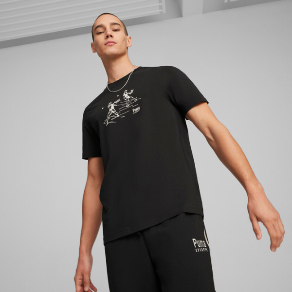 Tricou pentru bărbați Puma Team Graphic Tee 100% bumbac/ Black photo 3