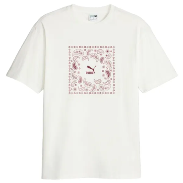 Tricou pentru bărbați Puma Classics Paisleyluxe Graphic Tee 100% bumbac/ Warm White photo 5