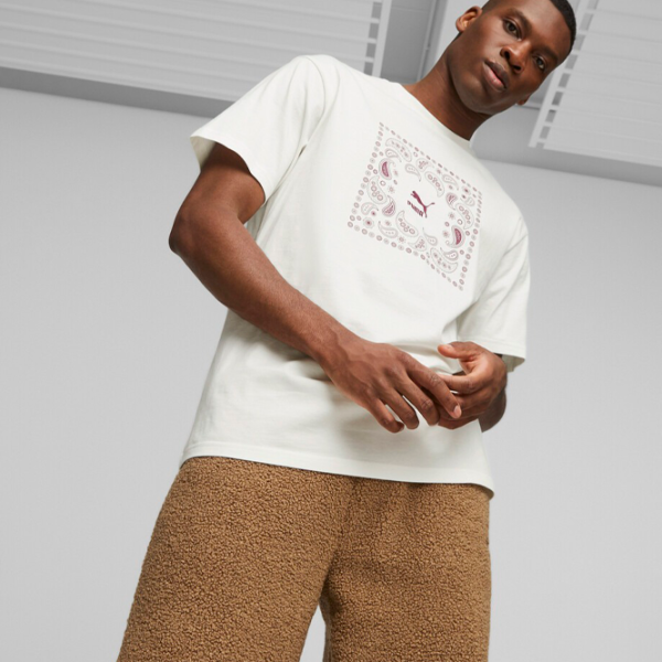 Tricou pentru bărbați Puma Classics Paisleyluxe Graphic Tee 100% bumbac/ Warm White photo 3