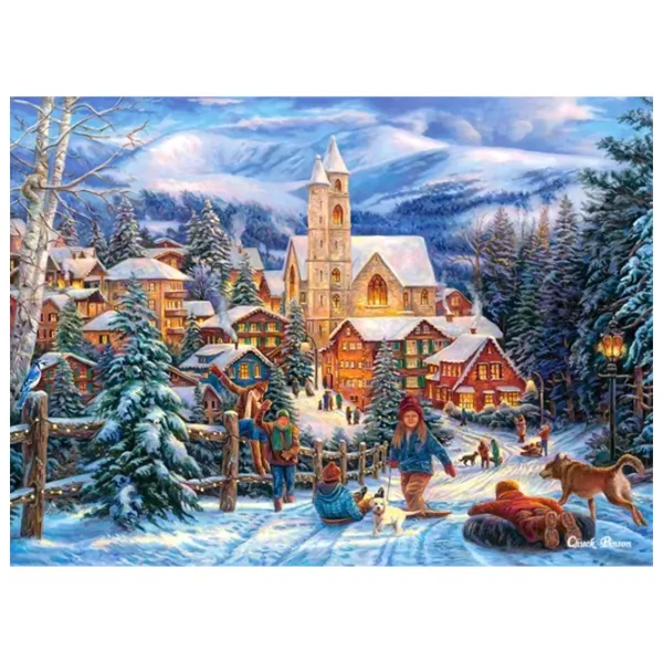 Puzzle 2D Castorland 300 Sledding to Town 8+/ Numărul de piese: 300 photo 2