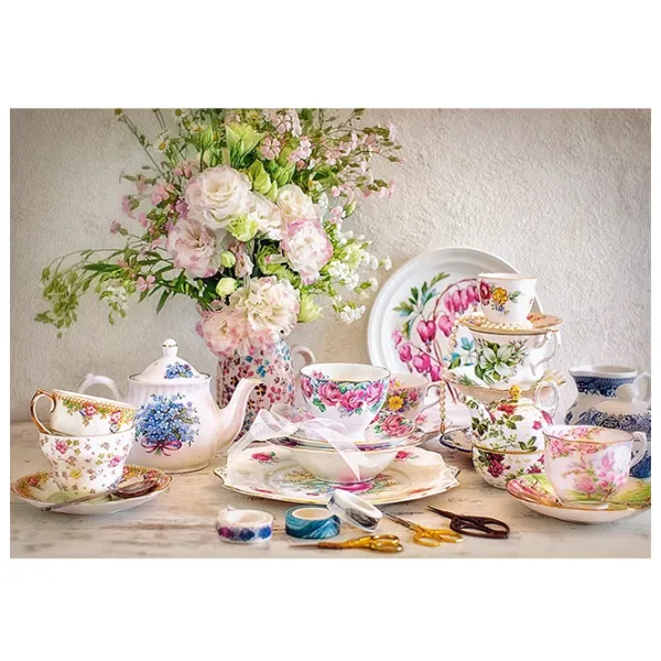 Puzzle 2D Castorland 500 Still Life with Porcelain and Flowers 9+/ Numărul de piese: 500 photo 2