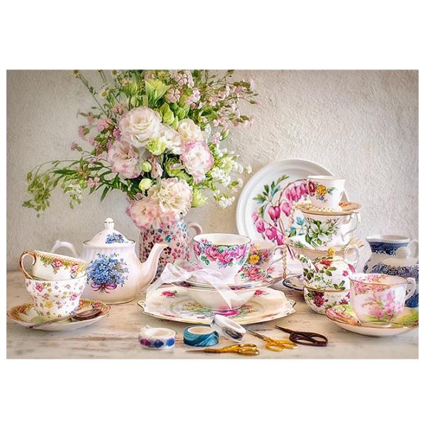 Puzzle 2D Castorland 500 Still Life with Porcelain and Flowers 9+/ Numărul de piese: 500 photo 2