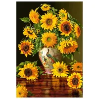 Puzzle 2D Castorland 1000 Sunflowers in a Peacock Vase 9+/ Numărul de piese: 1000 photo 2