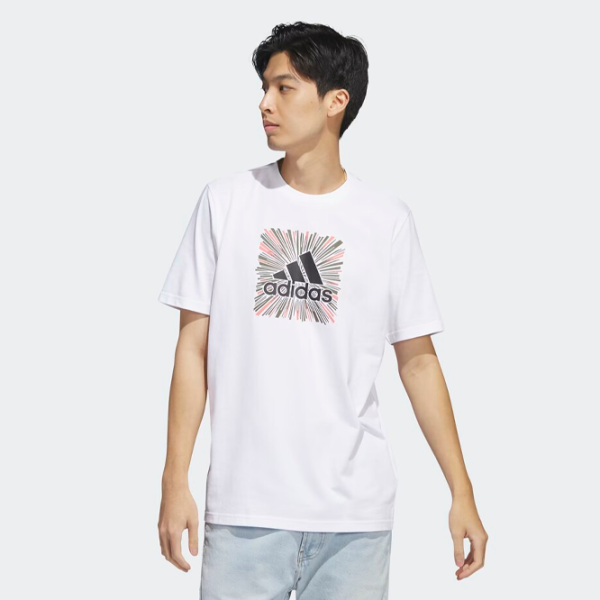 Tricou pentru bărbați Adidas M Opt G T 100% bumbac/ White photo 2