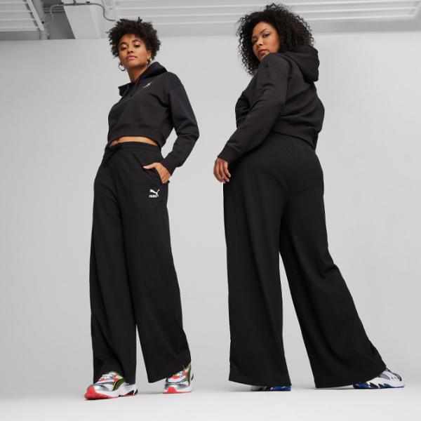 Pantaloni spotivi pentru femei Puma Classics Ribbed Relaxed Pants XS/ Black photo 3