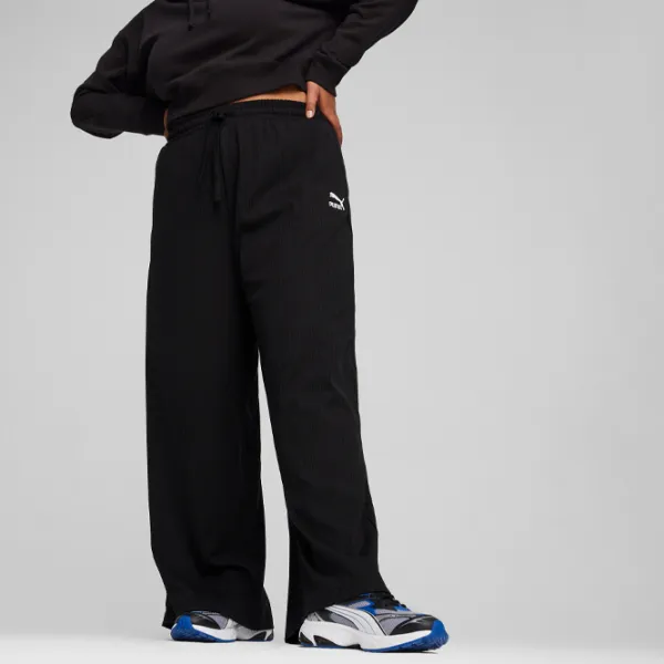 Pantaloni spotivi pentru femei Puma Classics Ribbed Relaxed Pants XS/ Black photo 6
