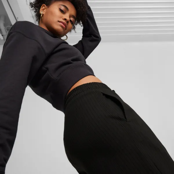 Pantaloni spotivi pentru femei Puma Classics Ribbed Relaxed Pants M/ Black photo 4 Pantaloni spotivi pentru femei Puma Classics Ribbed Relaxed Pants M/ Black photo 4