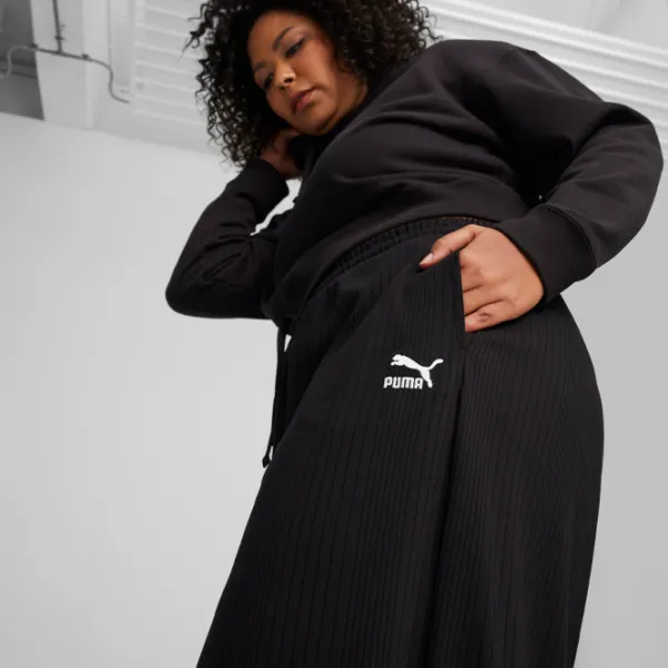 Pantaloni spotivi pentru femei Puma Classics Ribbed Relaxed Pants M/ Black photo 5 Pantaloni spotivi pentru femei Puma Classics Ribbed Relaxed Pants M/ Black photo 5