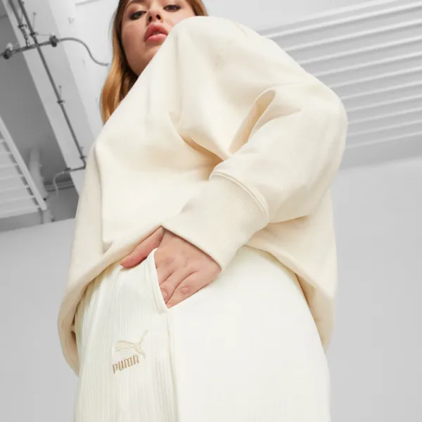 Спортивные штаны для женщин Puma Classics Ribbed Relaxed Pants L/ Frosted Ivory photo 6