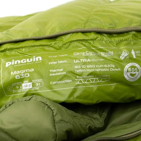 Спальный мешок Pinguin Magma 630 R Nailon/ Зелёный Белый photo 4