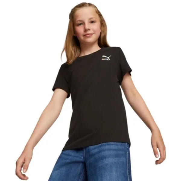 Tricou pentru fete Puma Classics Sweater Wthr Logo Tee G 147 - 152 cm / Black photo 3