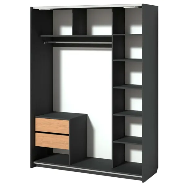 Dulap Coupe Fabrik Home Top line 160 x 60 x 216 / PAL / Frasin Negru photo 3 Dulap Coupe Fabrik Home Top line 160 x 60 x 216 / PAL / Frasin Negru photo 3