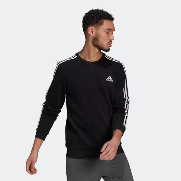 Hanorac pentru bărbați Adidas Sweater Essentials Fleece 3S Drept/ Black photo 2