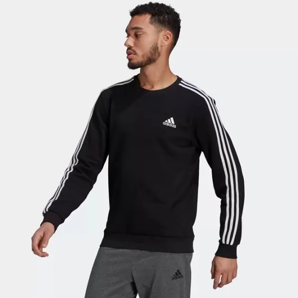 Hanorac pentru bărbați Adidas Sweater Essentials Fleece 3S Drept/ Black photo 4