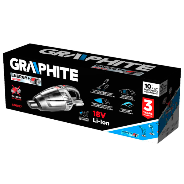 Пылесос Graphite 58G097 1800 Вт/ Серый Черный photo 10