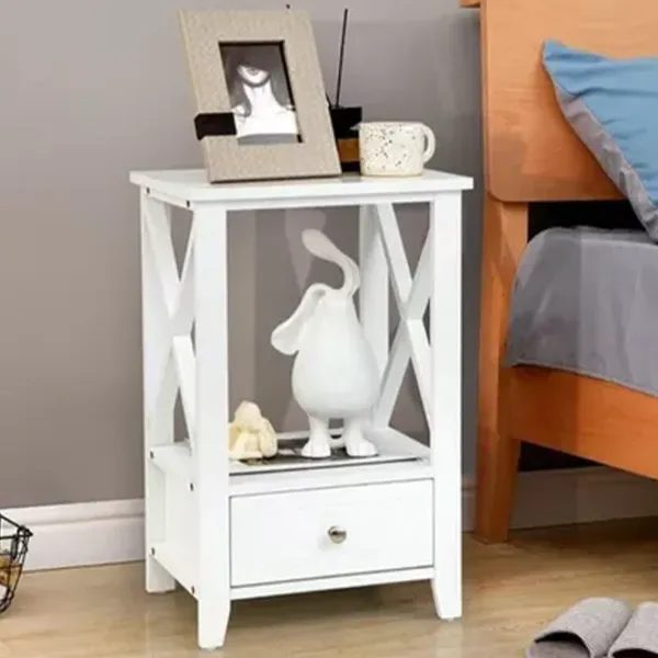 Noptiere Costway HW66696WH 61.5 x 40 x 30/ MDF/ White photo 2