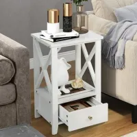 Тумбочки Costway HW66696WH 61.5см x 40см x 30см/ МДФ/ White photo 3